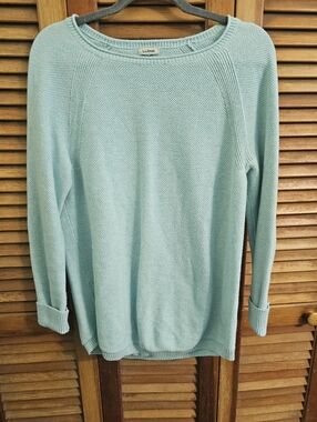 L.L. Bean Women’s Light Blue Knit Sweater | Scoop Neck | Size L